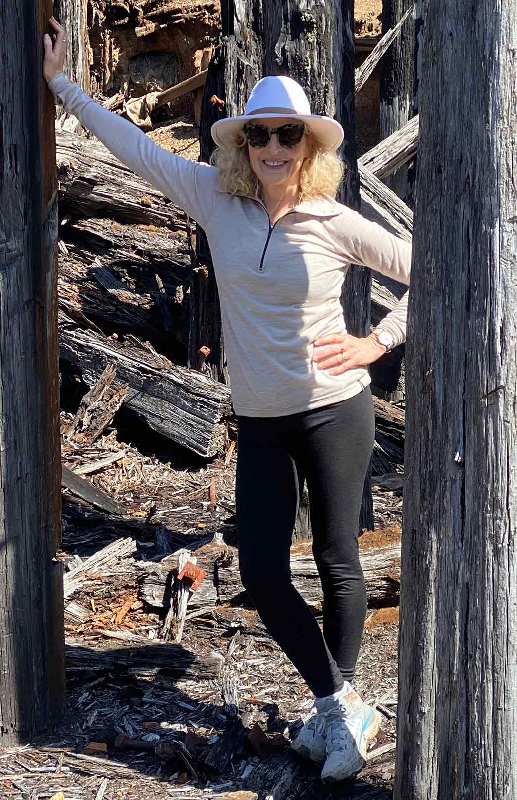 Oatmeal Marl Women's Merino Wool Zip Neck Top