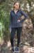 Steel Grey Women&#39;s Merino Wool Zip Neck Top
