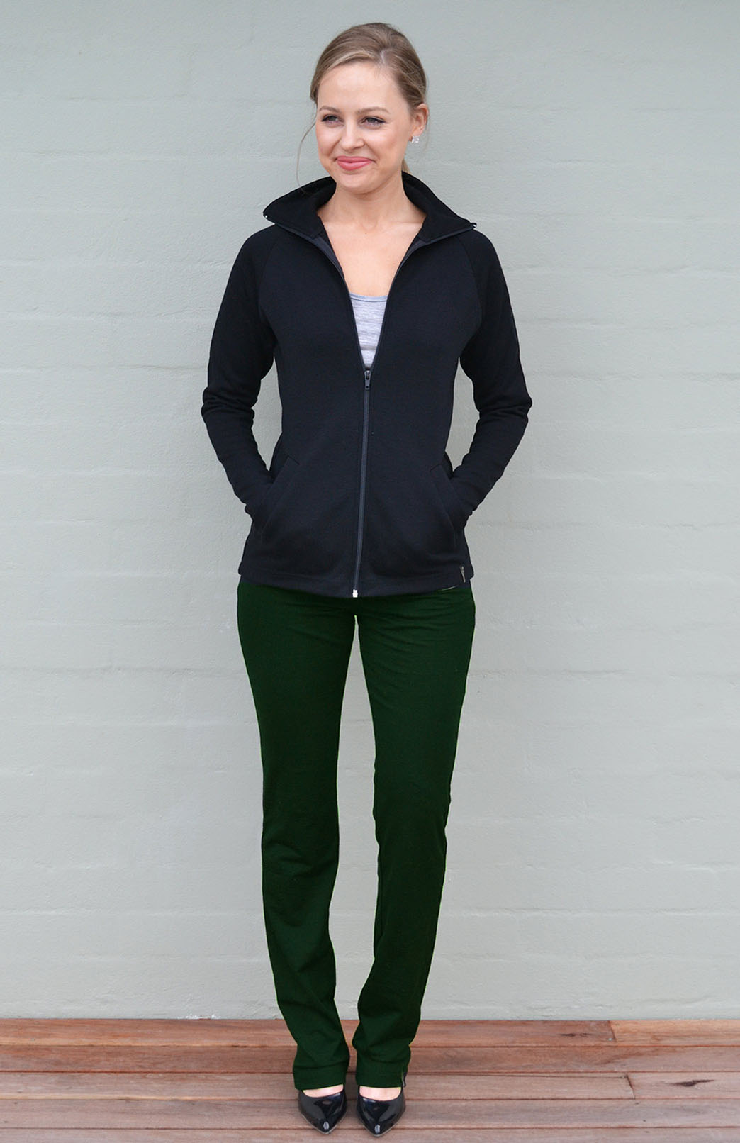 Kale Green Women's Merino Wool Straight Leg Pants