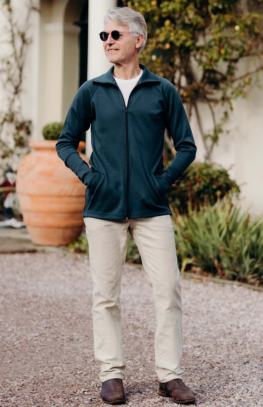 Deep Sea Green Men's Jacket Men's Merino Wool Zip Jacket