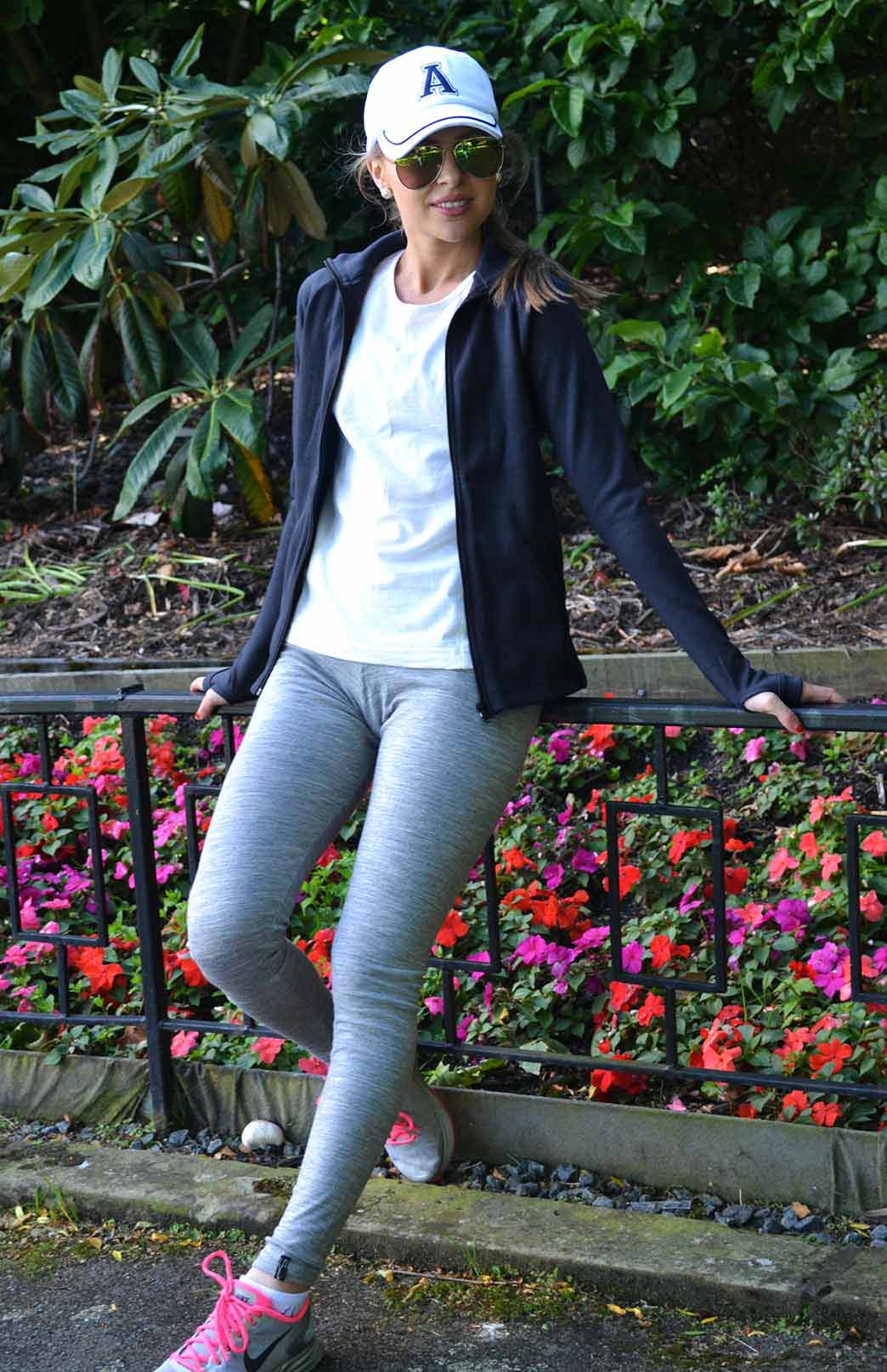 Light Grey Marl Women's 230g Merino Wool High Waisted Leggings &amp; Yoga Pants 