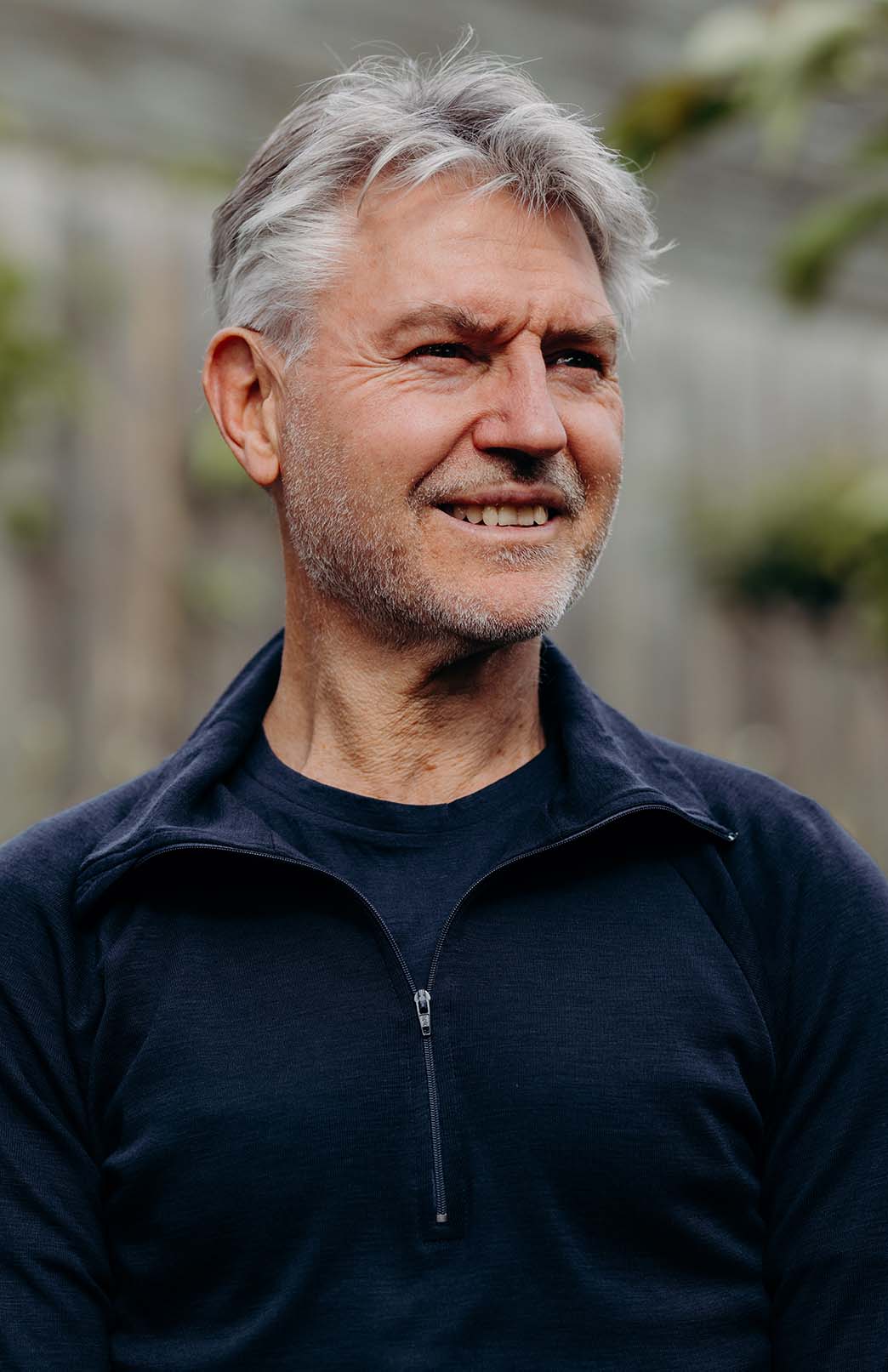 Navy Blue Men's Merino Wool Zip Neck Top