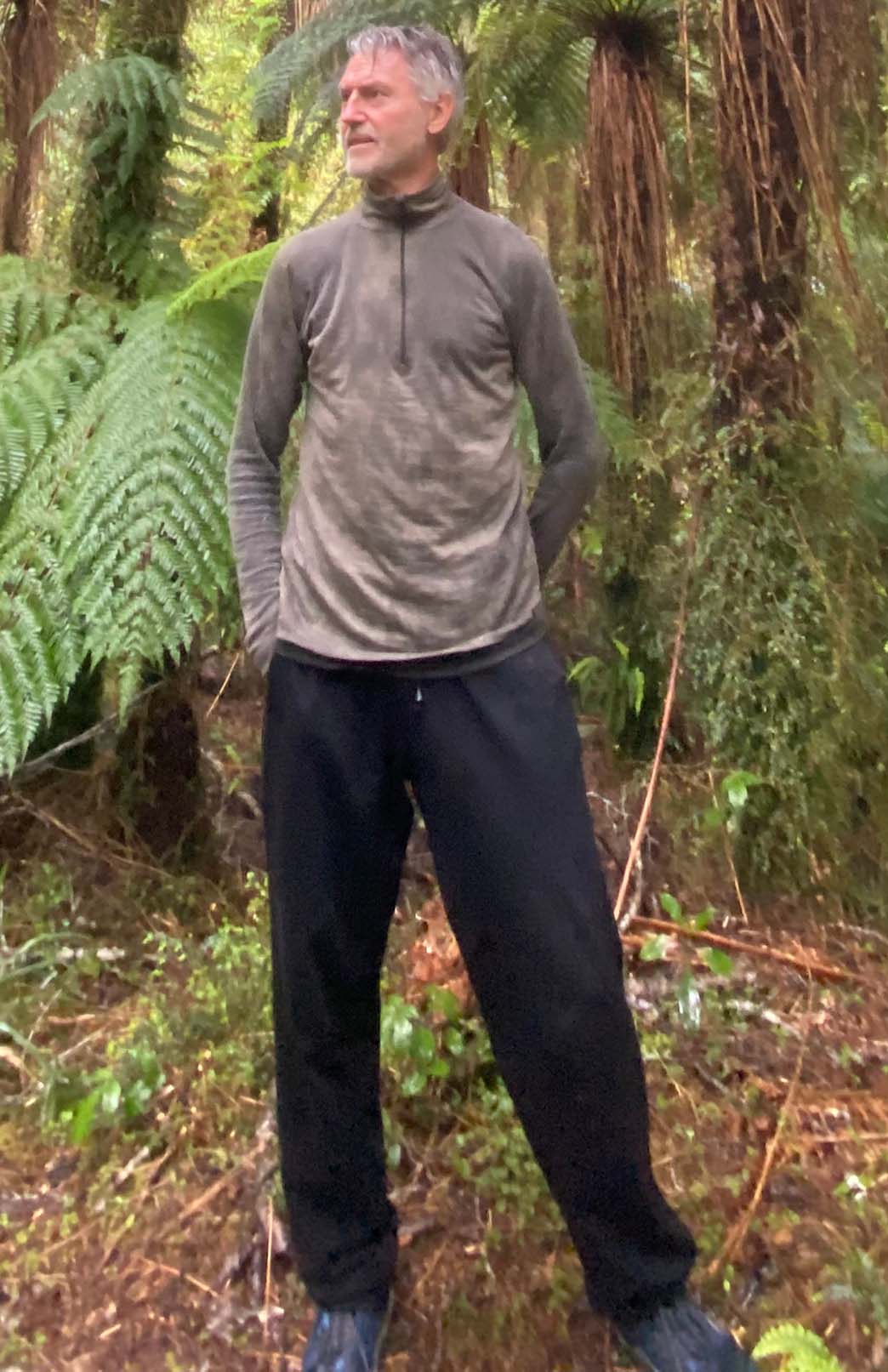 Gum Tree Green Unisex Merino Wool Zip Neck Top