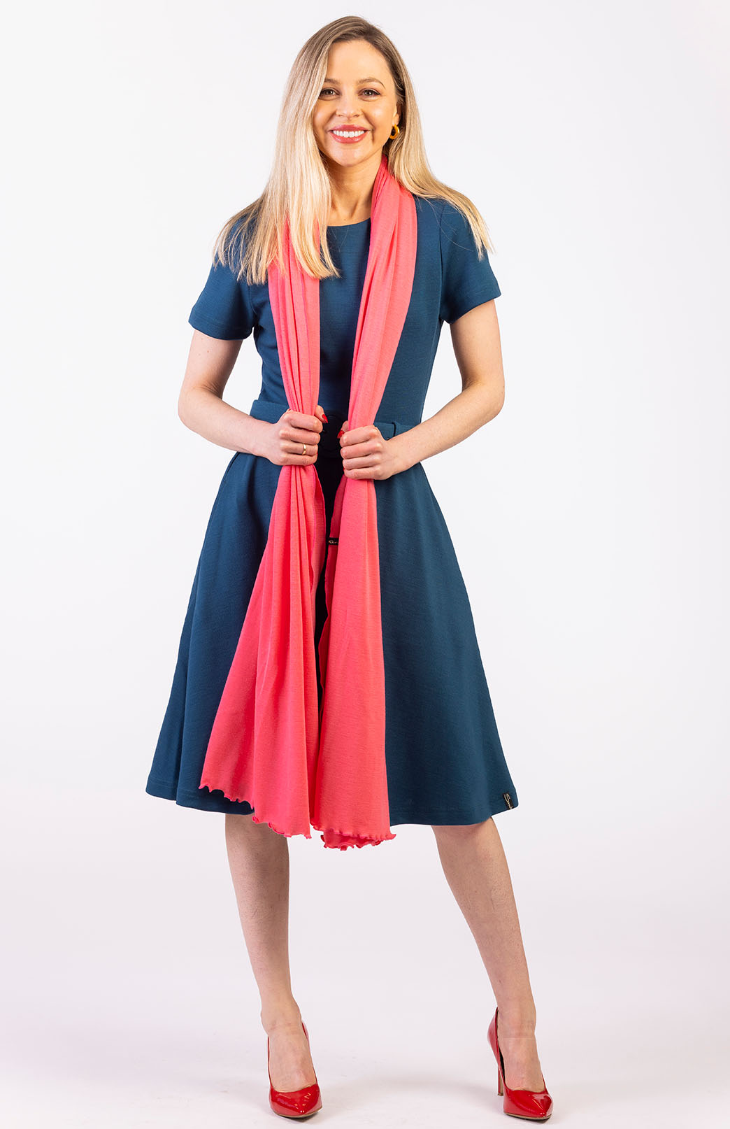 Begonia Pink Coral Women's Merino Wool Luxury Scarf