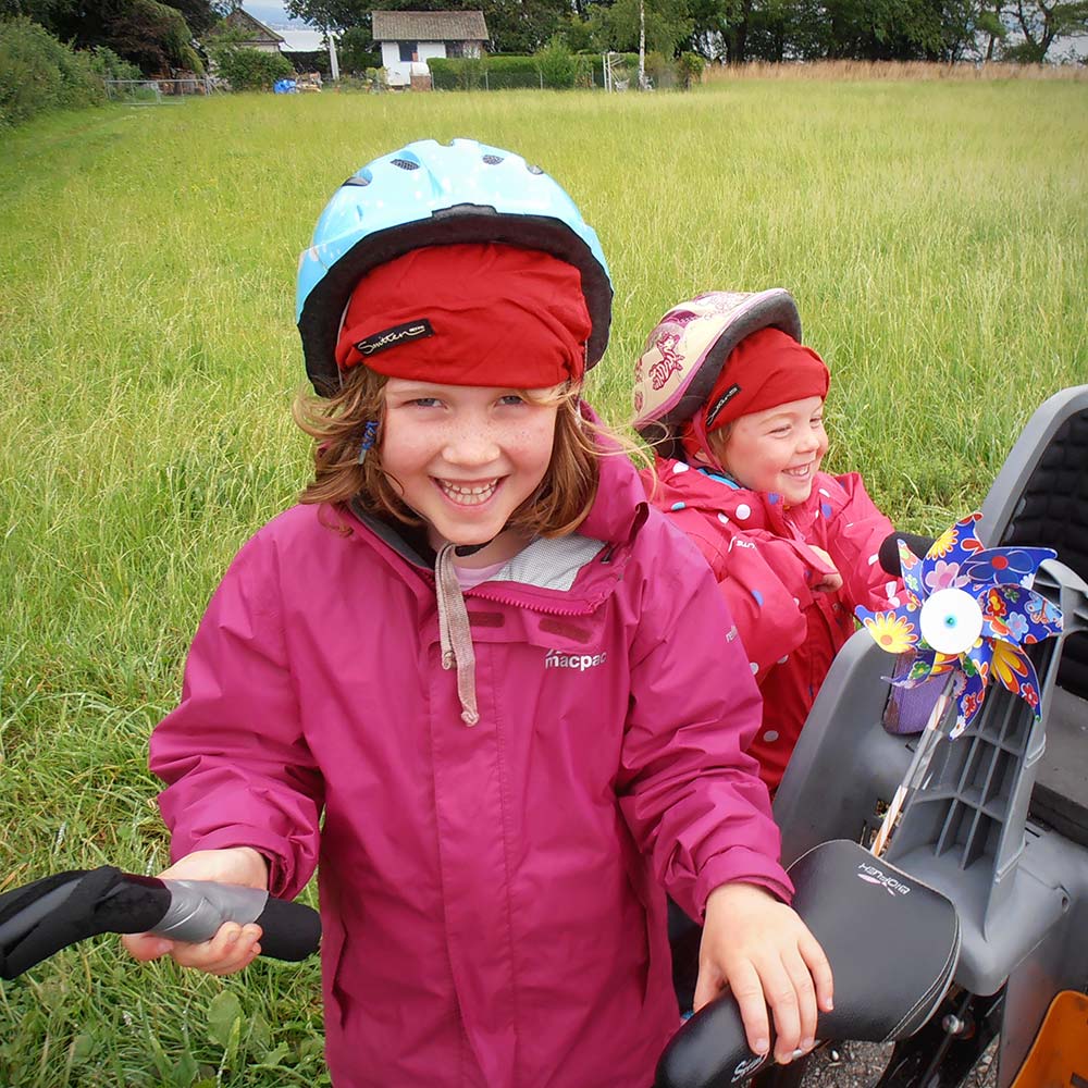 The kids in their Smitten Beanies on a cycling holiday through France!