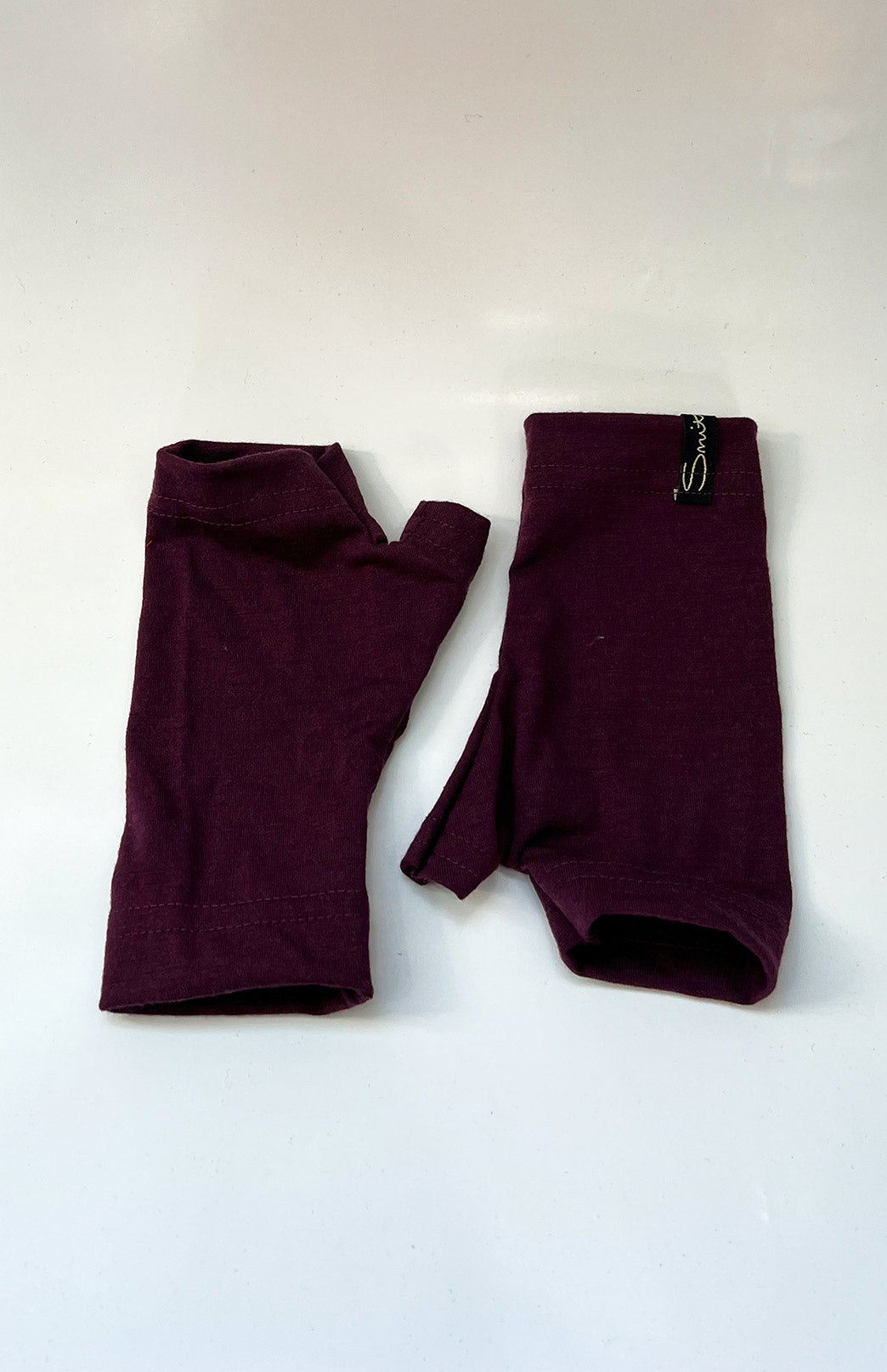 Aubergine Purple  Merino Wool Thermal Fingerless Mittens