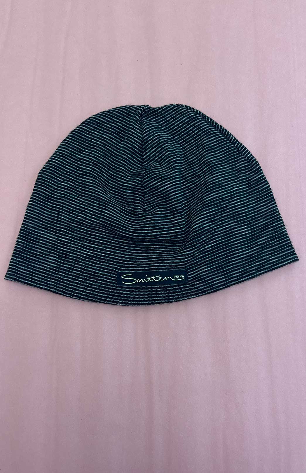 Black Pinstripe Merino Wool Thermal Beanie for Babies and Children