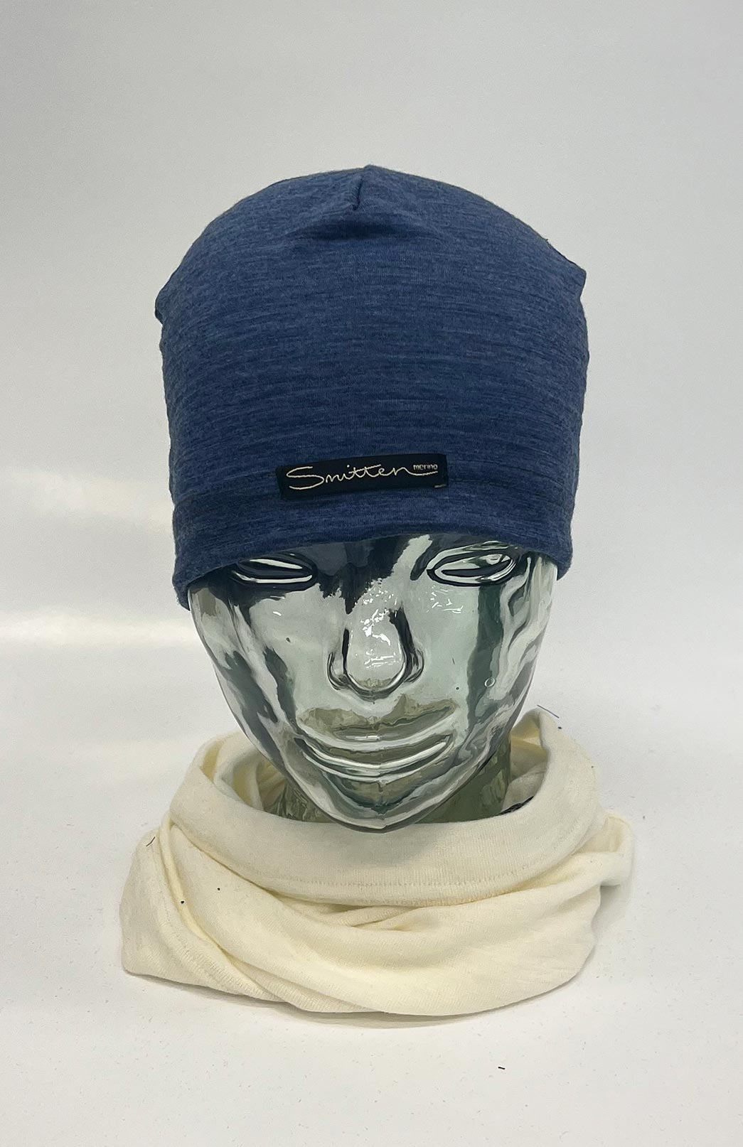 Blue Marl Unisex Merino Wool Skull Cap Lightweight (170g) Beanie