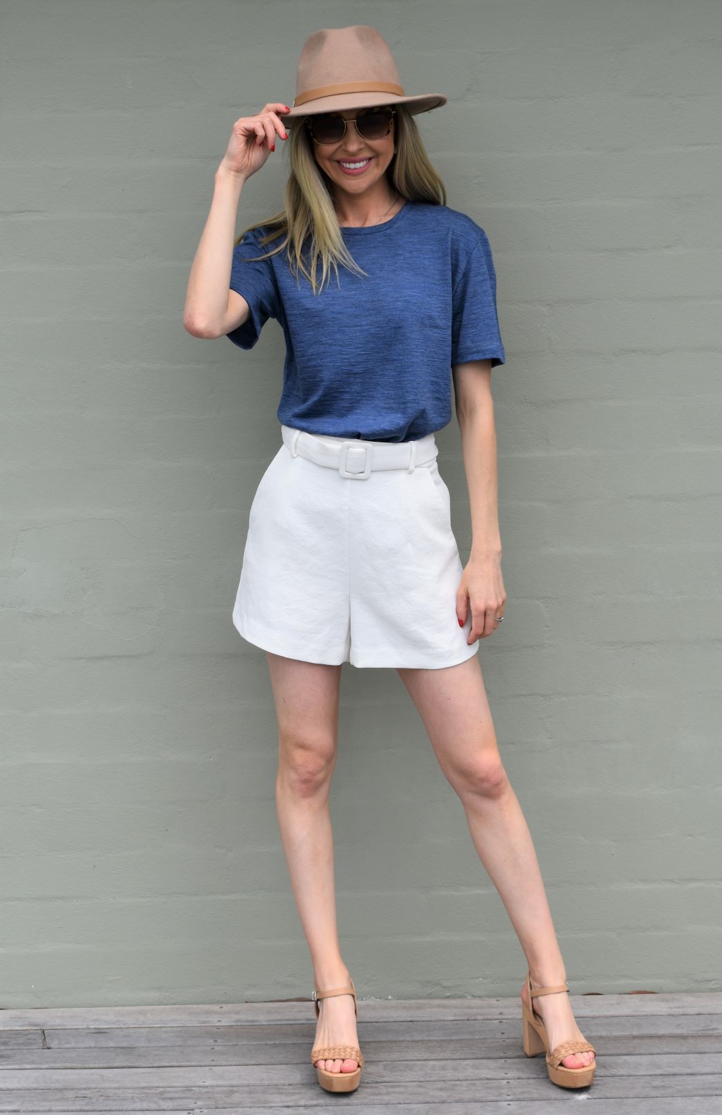 Blue Marl Women's Merino Wool Short Sleeved T-Shirt