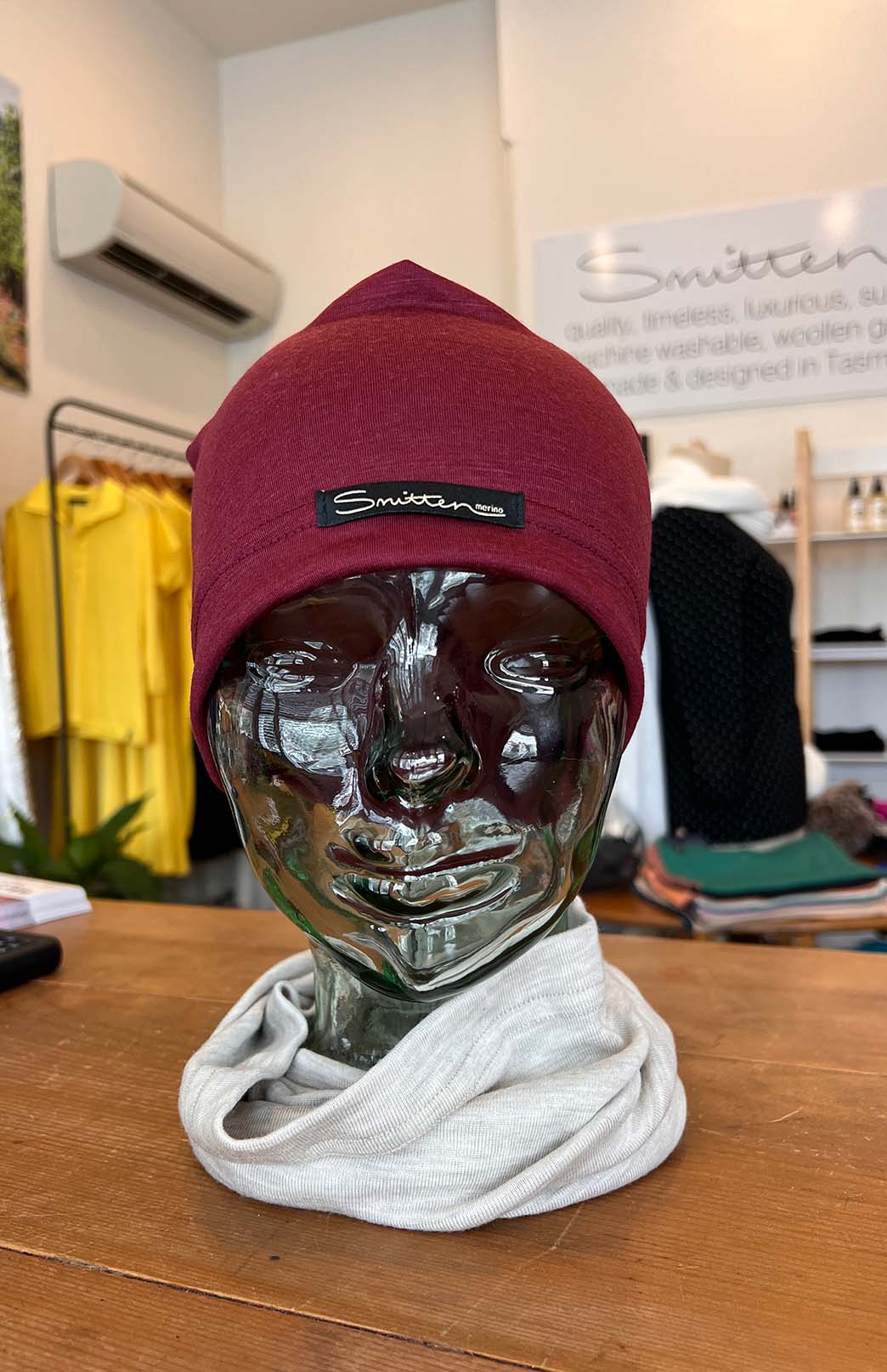 Burgundy Rd Unisex Merino Wool Skull Cap Lightweight (170g) Beanie