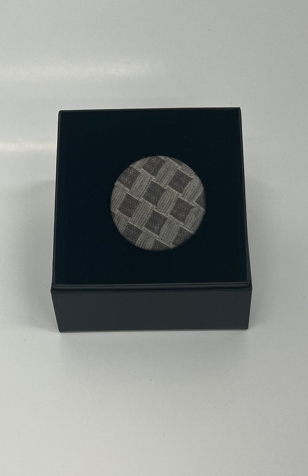 Cinnamon Check Women's Merino Wool Magnetic Button Brooch