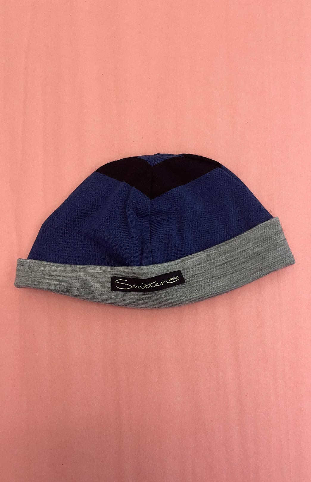 Denim Grey & Black Stripe Merino Wool Thermal Beanie for Babies and Children