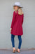 Beet Red Women&#39;s Merino Wool Drape Cardigan
