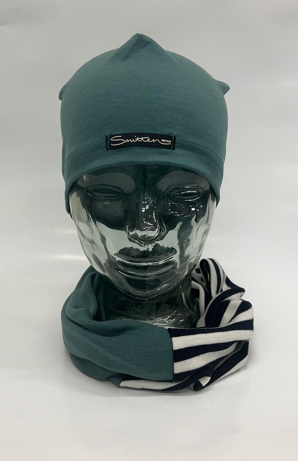 Green & Stripe Tones Unisex Merino Wool Thermal Neck Warmer Neck Gaiter