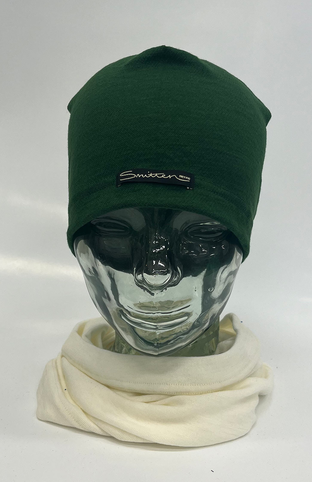 Green Diagonal Check Unisex Merino Wool Thermal Beanie