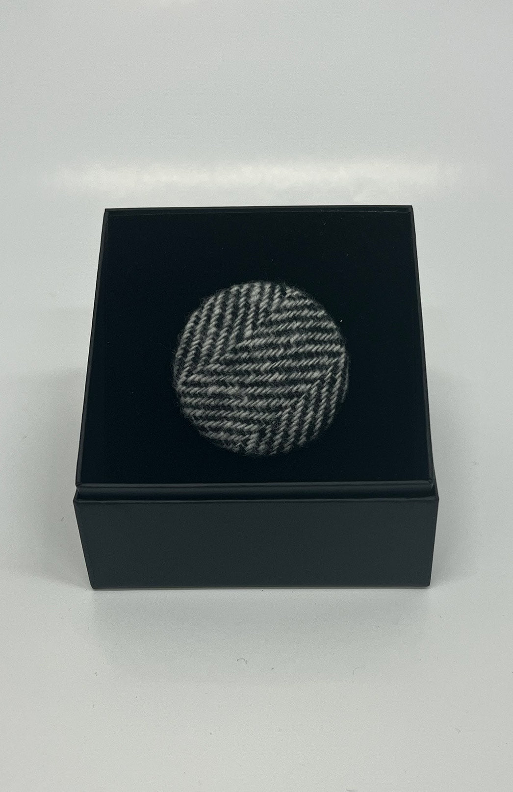 Grey Herringbone Women's Merino Wool Magnetic Button Brooch