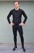 Black Men&#39;s Merino Wool 270gsm Fleece Elastic Waist Thermal Winter Leggings &amp;amp; Yoga Pants 
