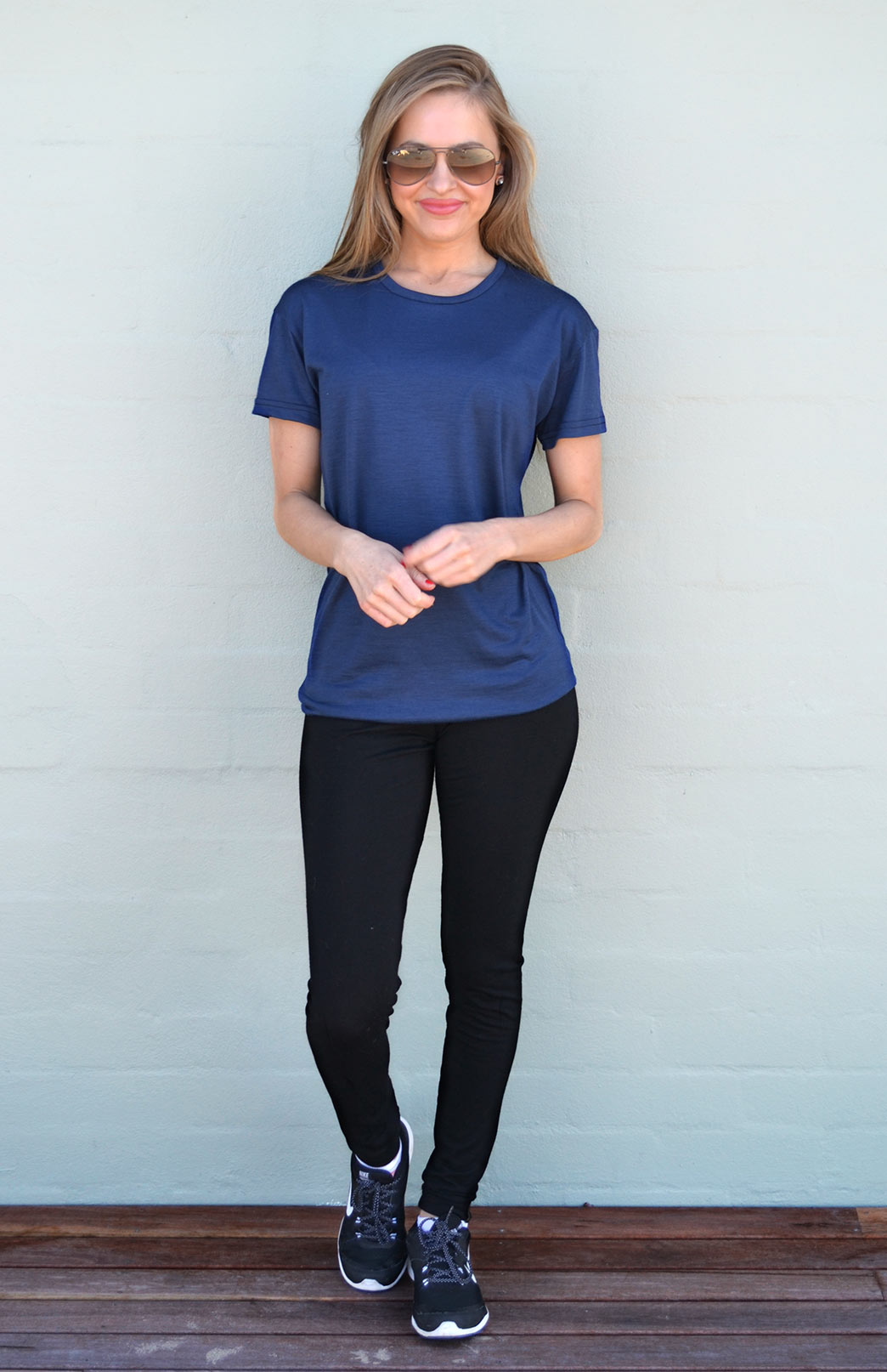 Indigo Blue Women's Merino Wool Short Sleeved T-Shirt