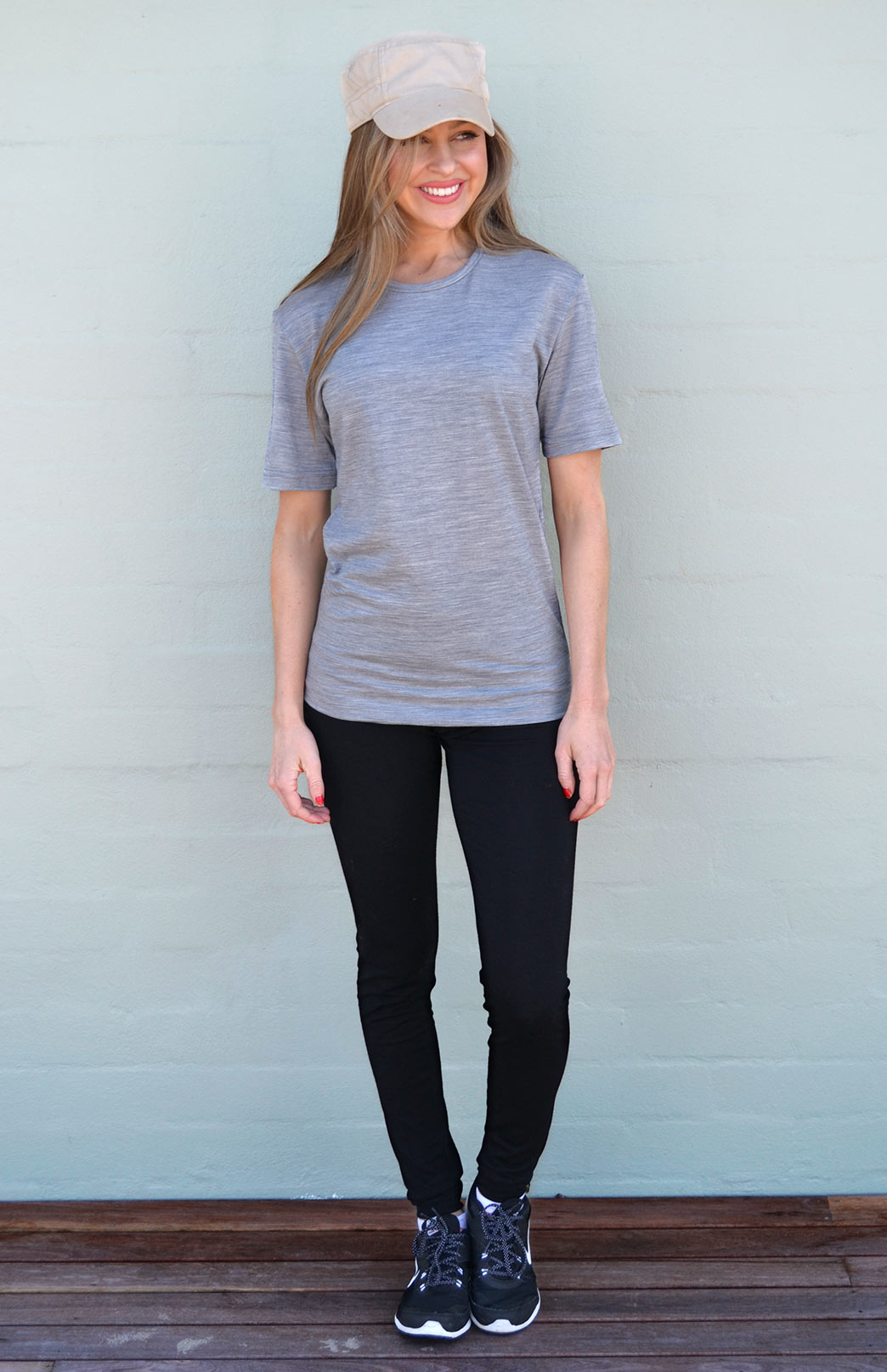 Grey Marl Women's Merino Wool Short Sleeved T-Shirt