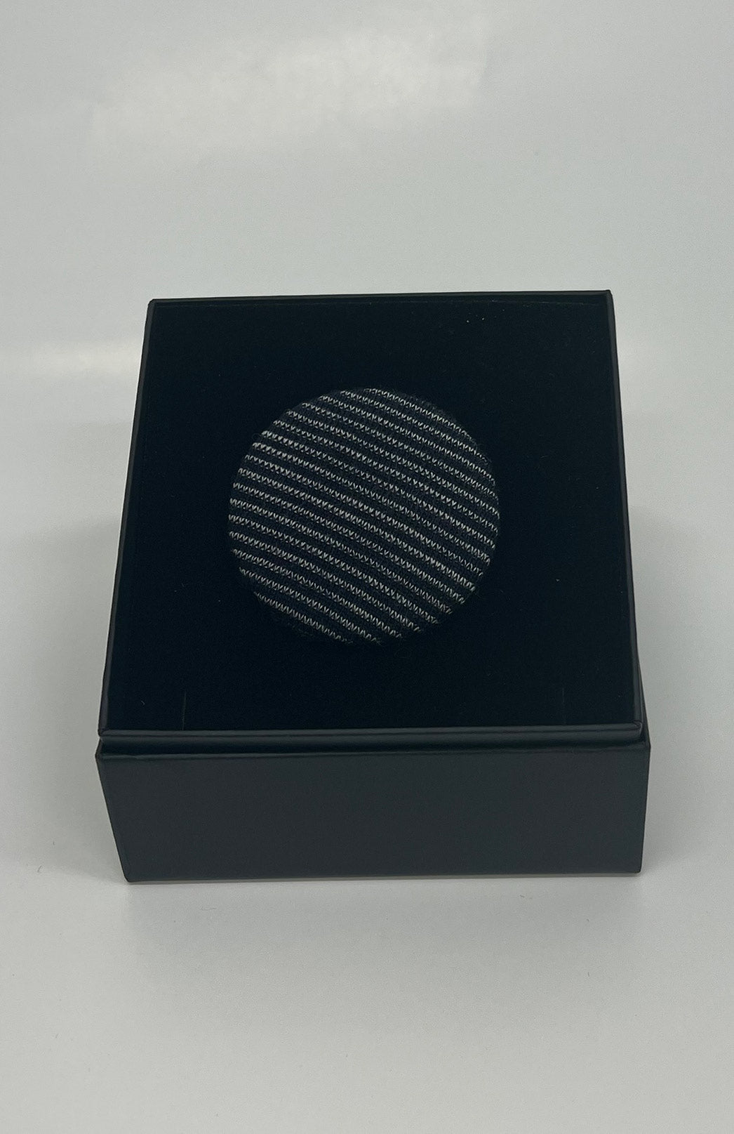 Navy Blue Pinstripe Women's Merino Wool Magnetic Button Brooch