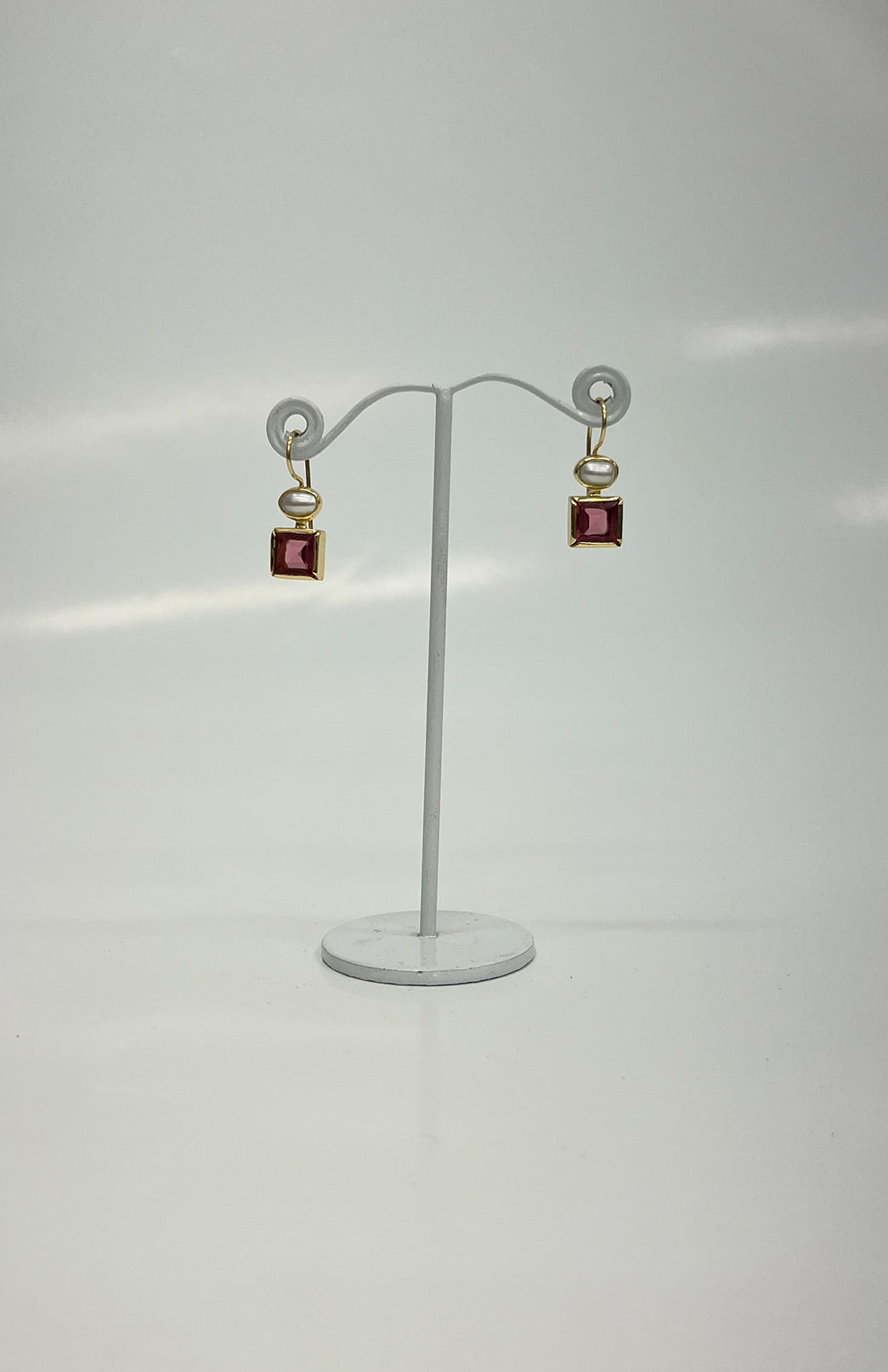 Pink Square & Freshwater Pearl Sophie Catherine Jewellery Earrings
