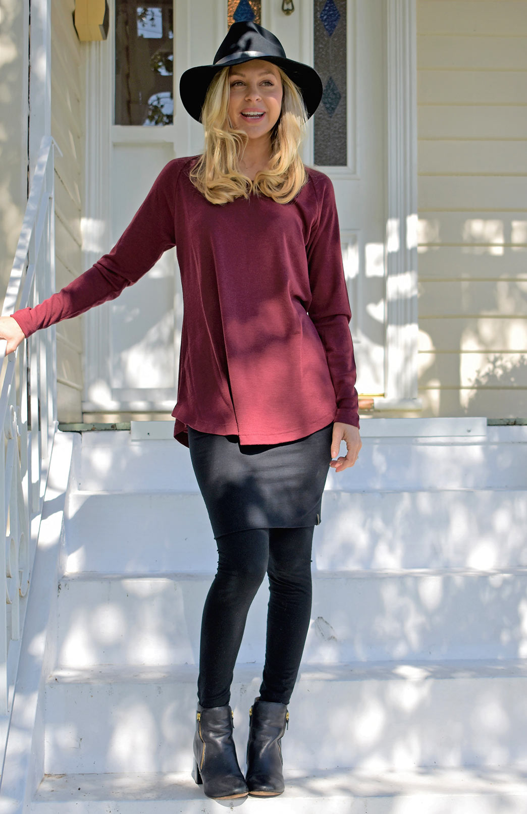 Pre Loved: Rana Top (size 6) Women's Merino Wool Long Sleeve Top with Raglan Sleeves