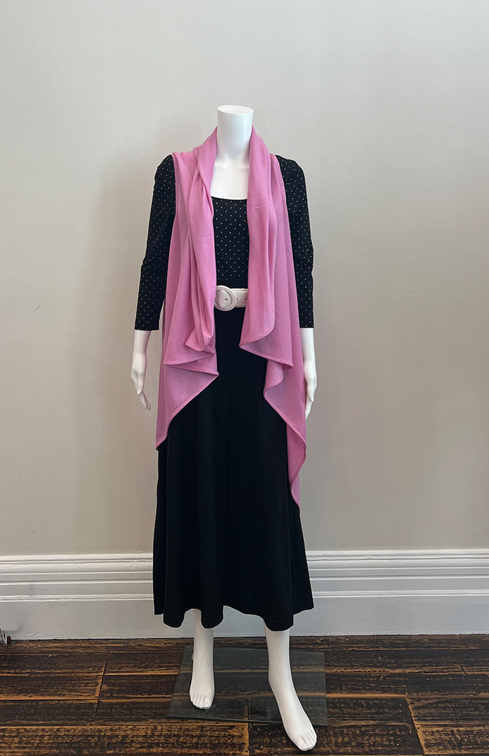 Crocus Pink Women's Merino Wool 220g Rib Sleeveless Wrap