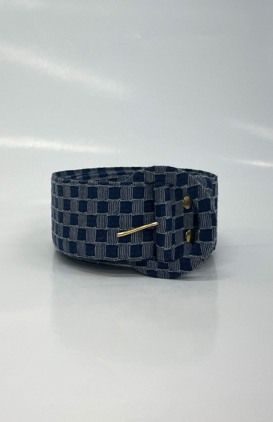 Blue Check Merino Wool Belt with buckle