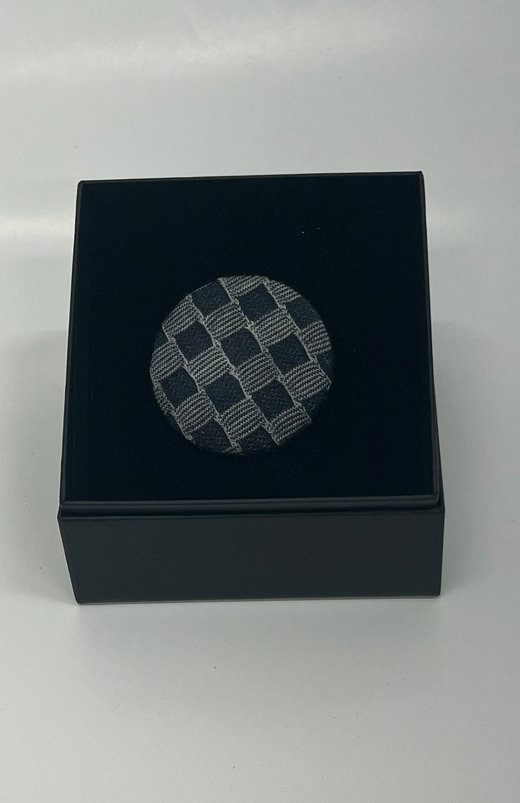 Steel Check Women's Merino Wool Magnetic Button Brooch