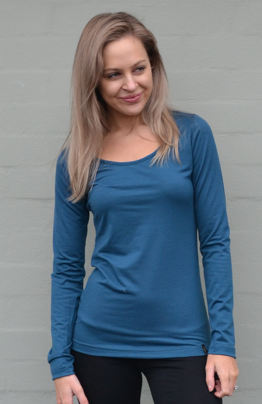 Storm Teal Women's Merino Wool Long Sleeve Fashion &amp;amp; Layering Top
