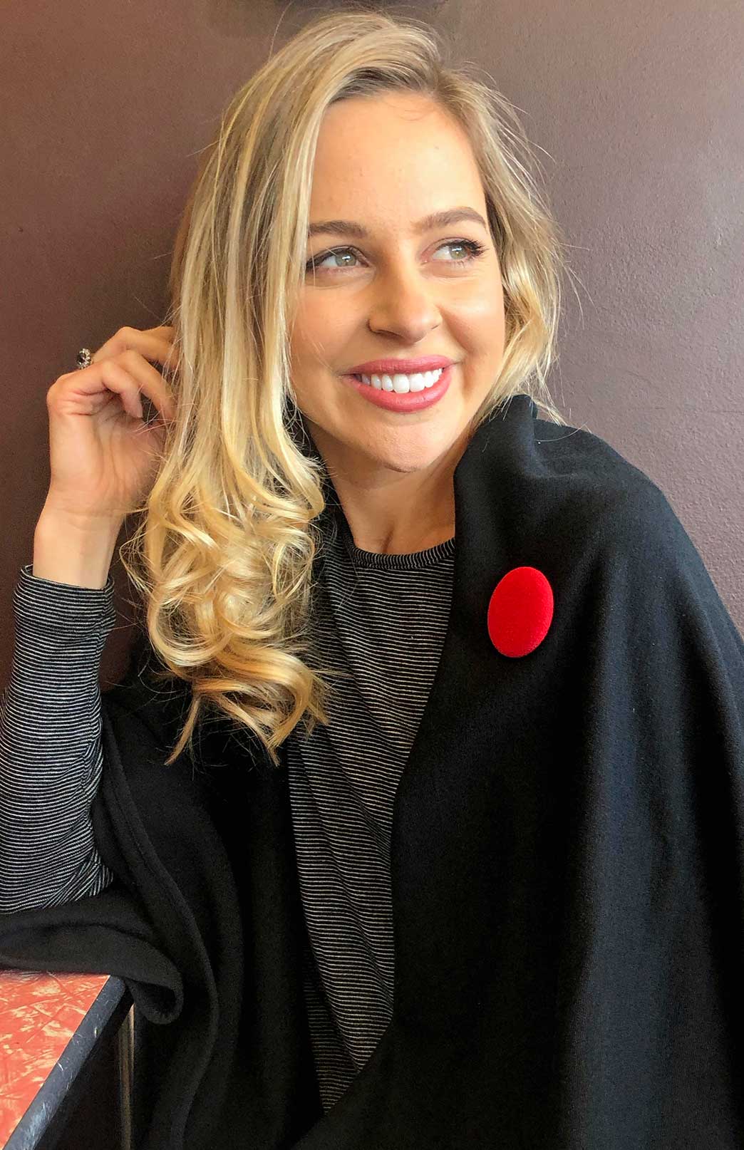 Californian Poppy Red Women's Merino Wool Magnetic Button Brooch