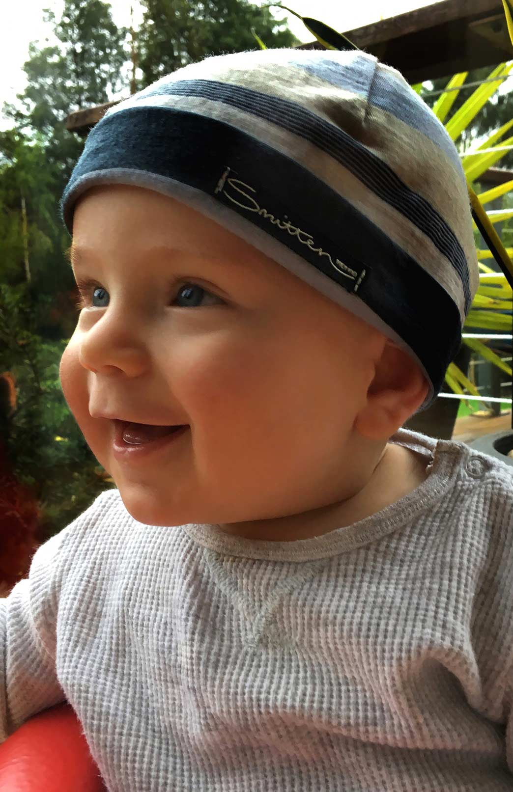 Ivory Multi Stripe Merino Wool Thermal Beanie for Babies and Children