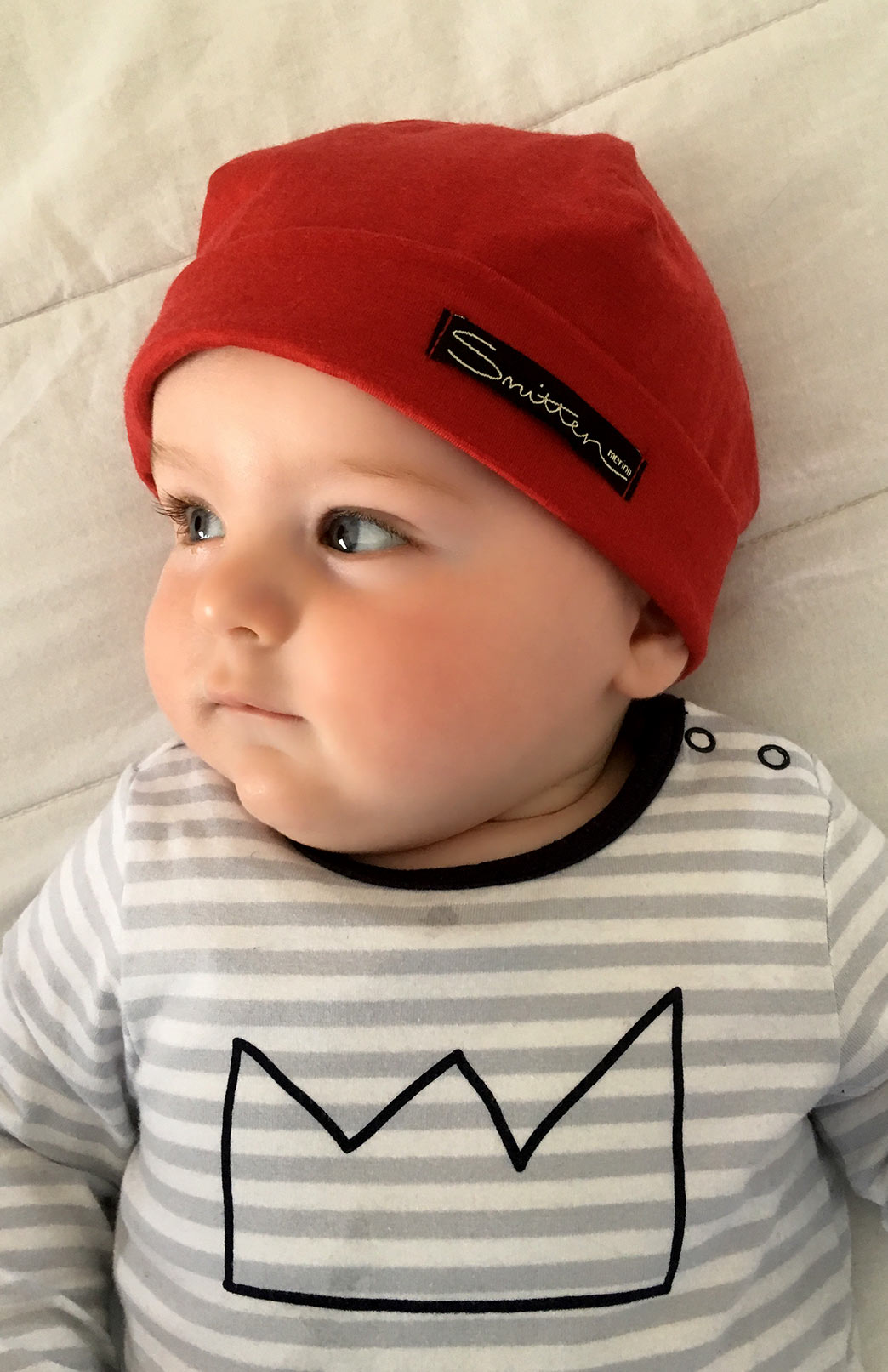 Red Merino Wool Thermal Beanie for Babies and Children
