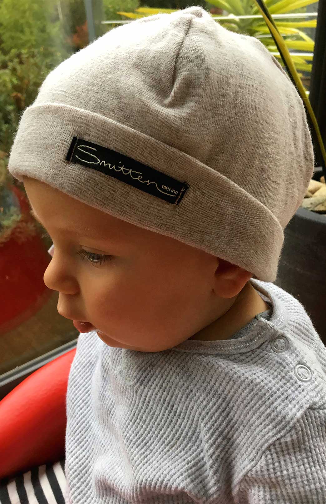 Stone Merino Wool Thermal Beanie for Babies and Children
