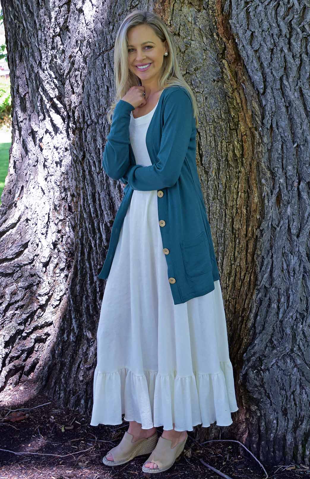 Boyfriend Cardigan Women's Merino Wool Long Boyfriend Cardigan with Buttons