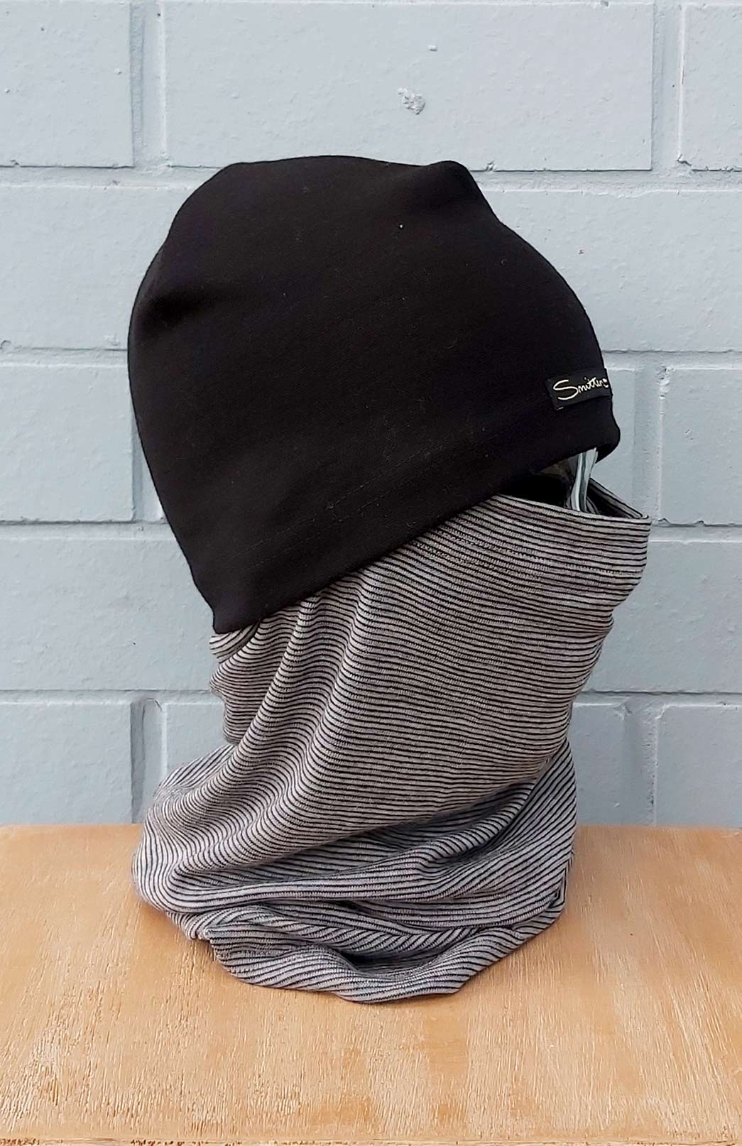 Grey Pinstripe Unisex Merino Wool Thermal Neck Warmer Neck Gaiter