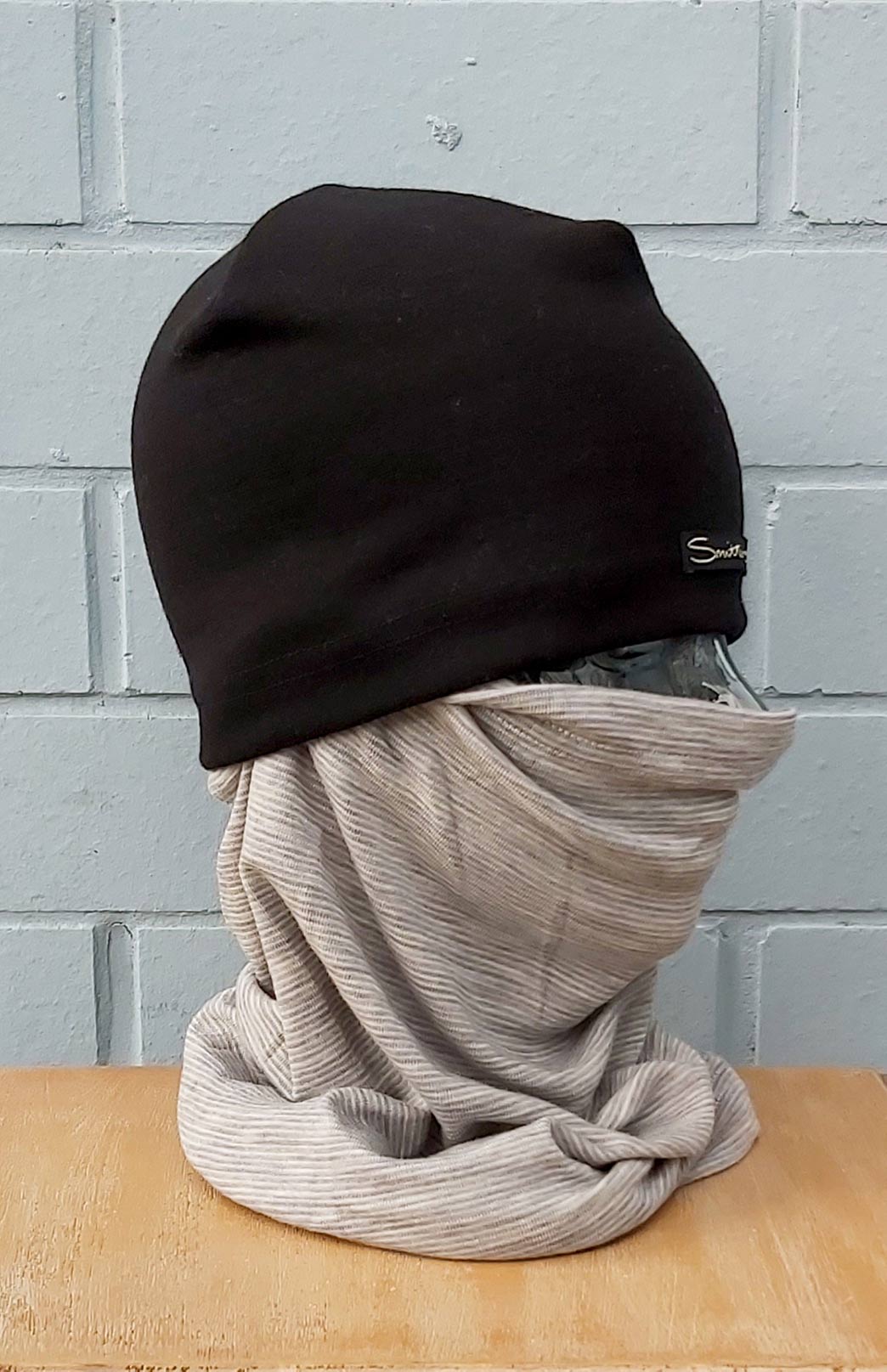 Ivory Pinstripe Unisex Merino Wool Thermal Neck Warmer Neck Gaiter