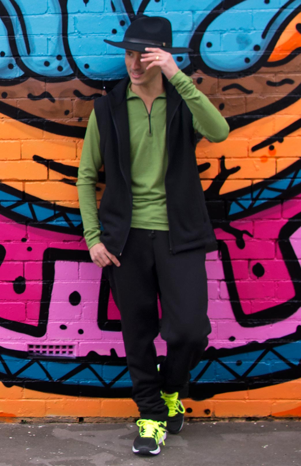 Irish Green Men's Merino Wool Zip Neck Top