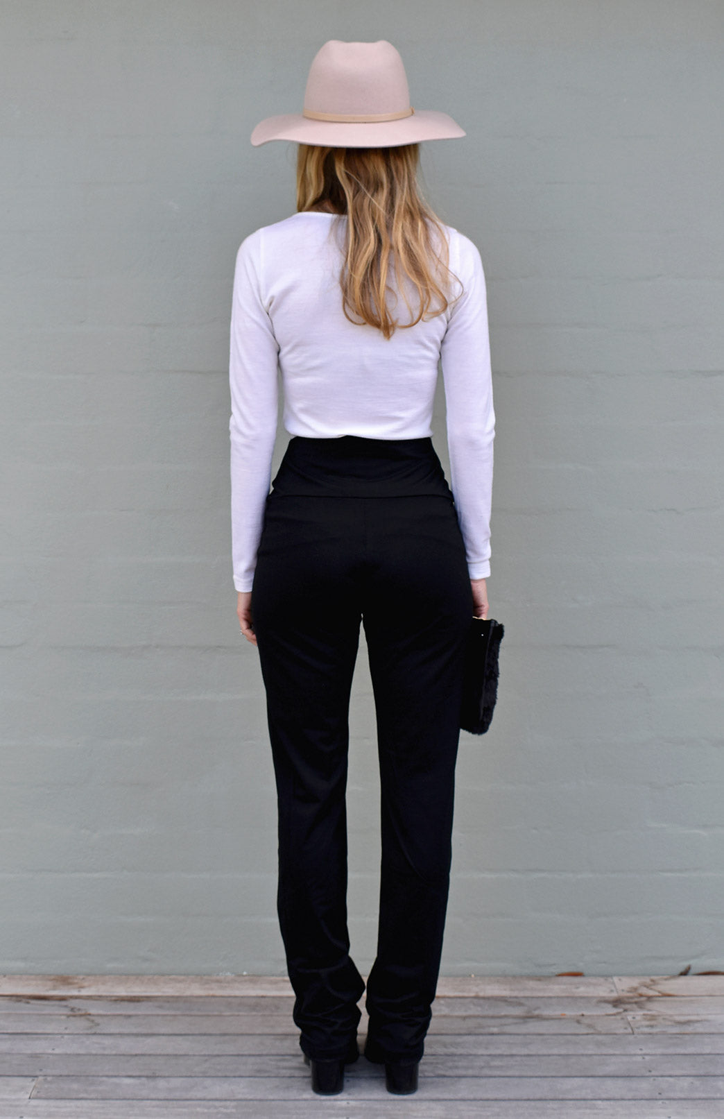 Black Women's Merino Wool Straight Leg Pants