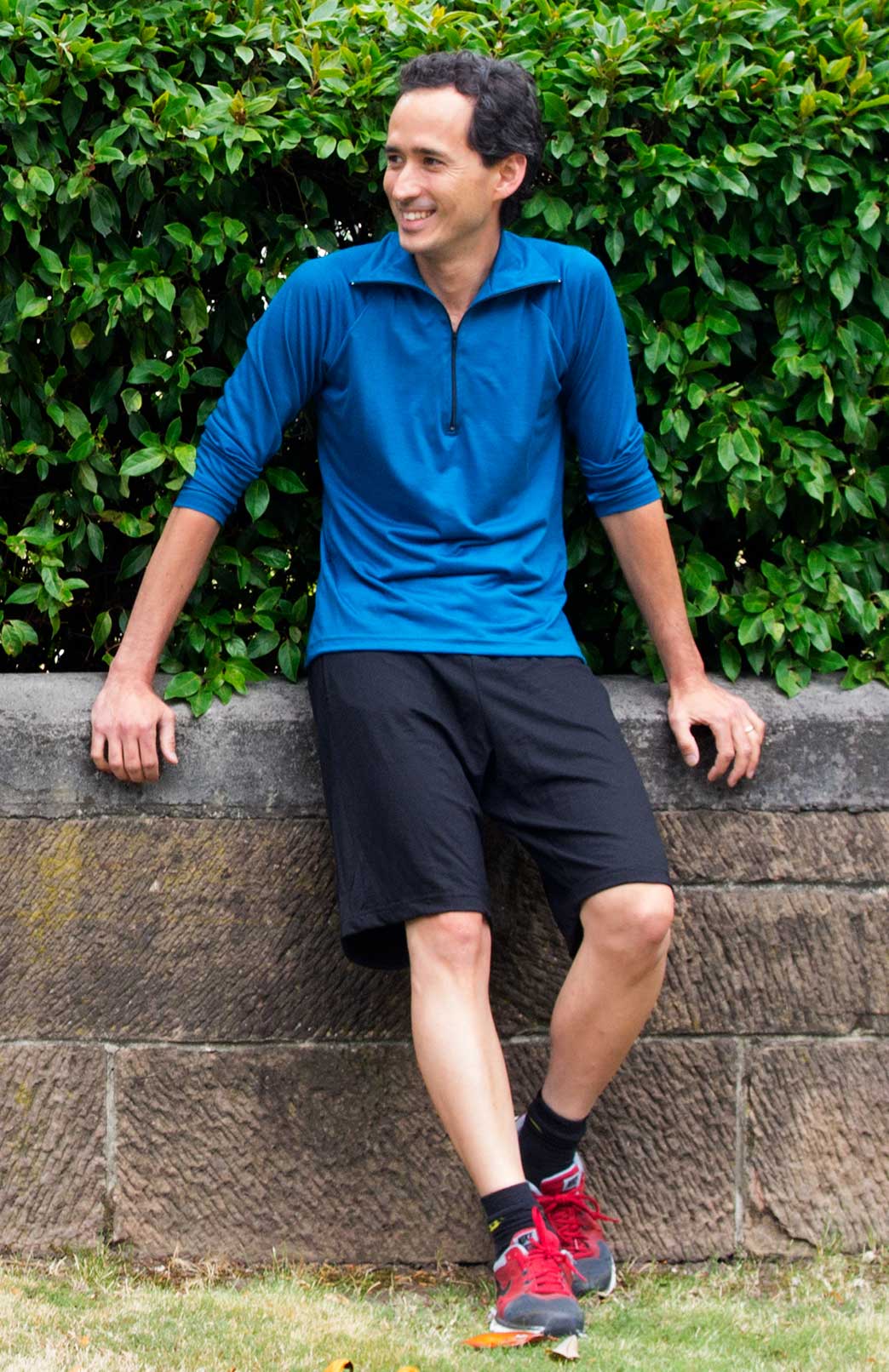 Dragonfly Teal Merino Wool Zip Neck Top