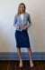 Indigo Blue Women&#39;s Merino Wool Straight Skirt
