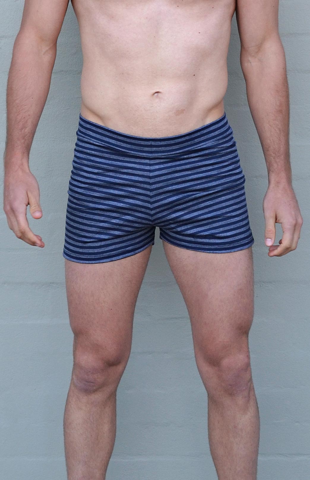 Indigo Grey Stripe Men's Merino Wool Boxer Shorts