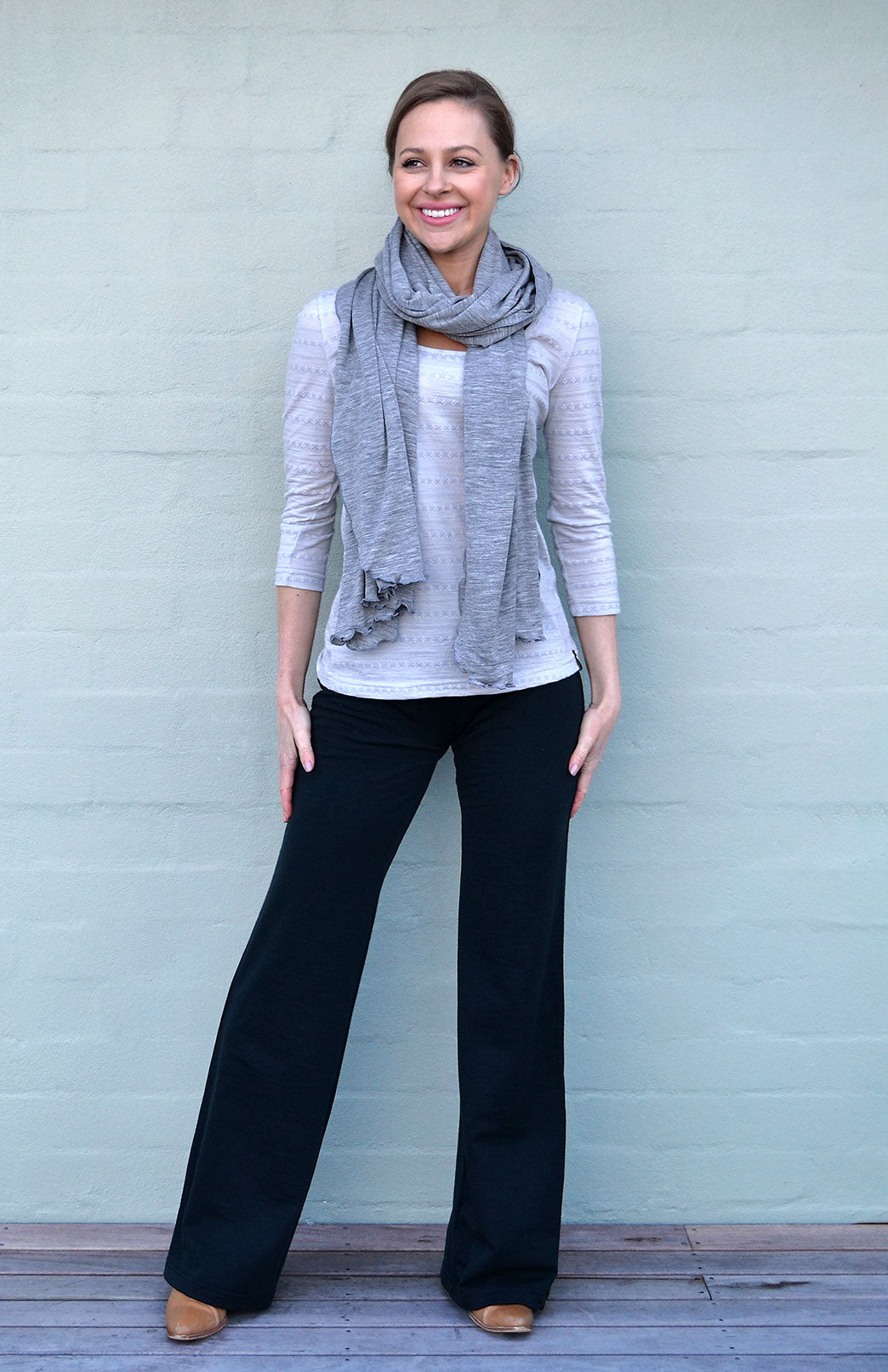 Light Grey Marl Women's Merino Wool Plain Scarf