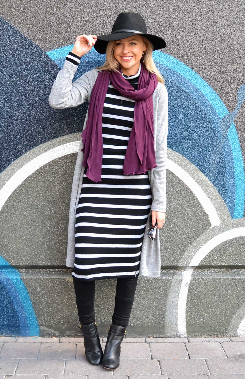 Aubergine Purple Women's Merino Wool Luxury Scarf