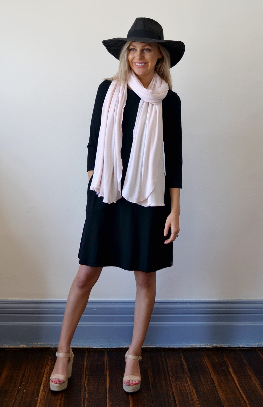 Blossom Pink Women's Merino Wool Plain Scarf