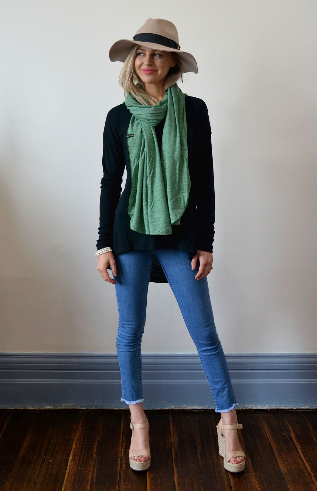 Black Women's Merino Wool Long Sleeve Top