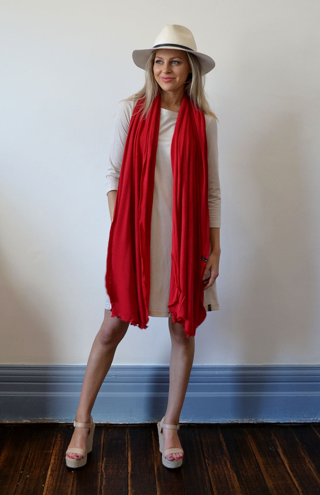 Chilli Red Women's Merino Wool Luxury Scarf