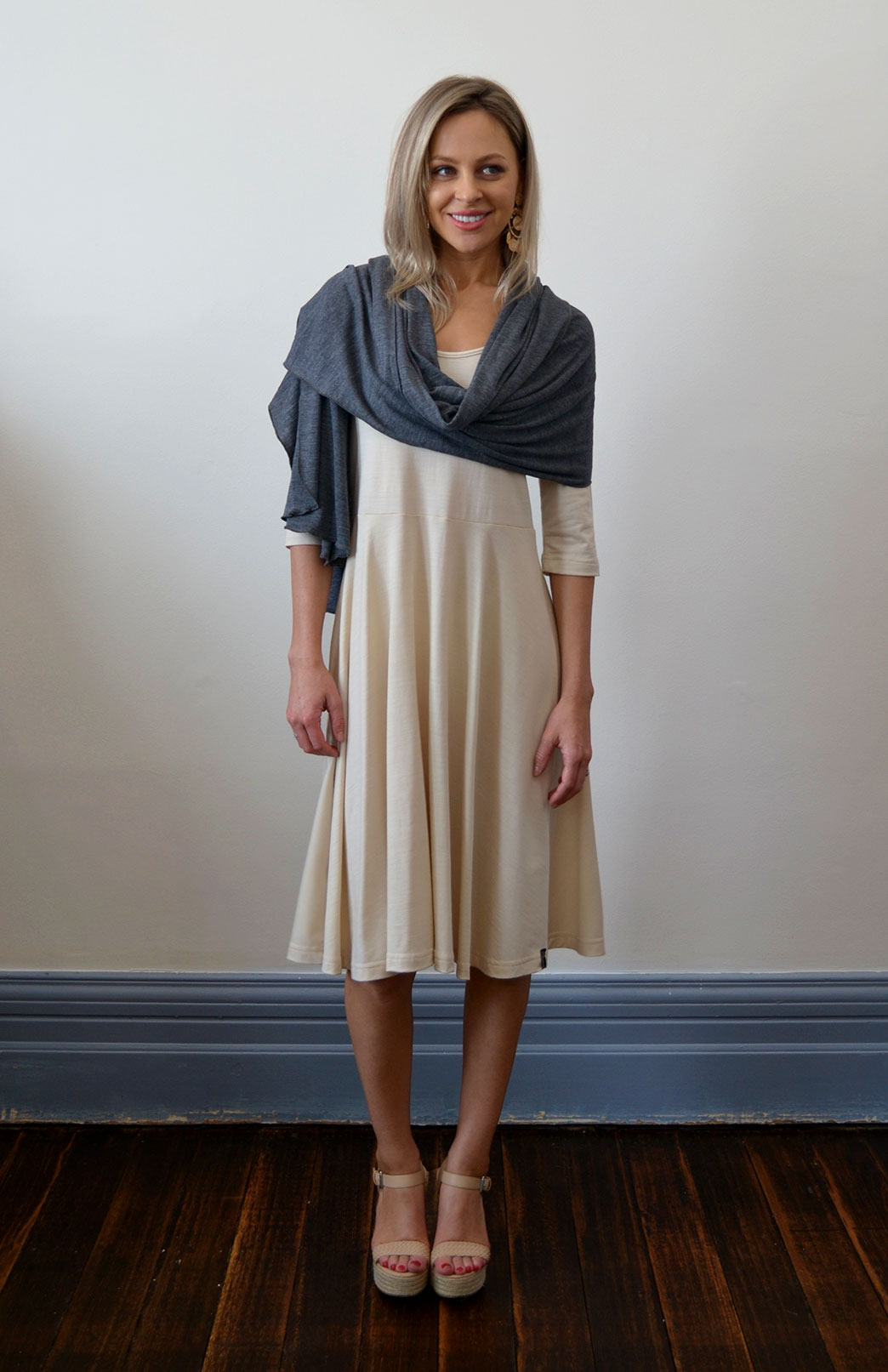 Charcoal Marl Women's Merino Wool Plain Scarf