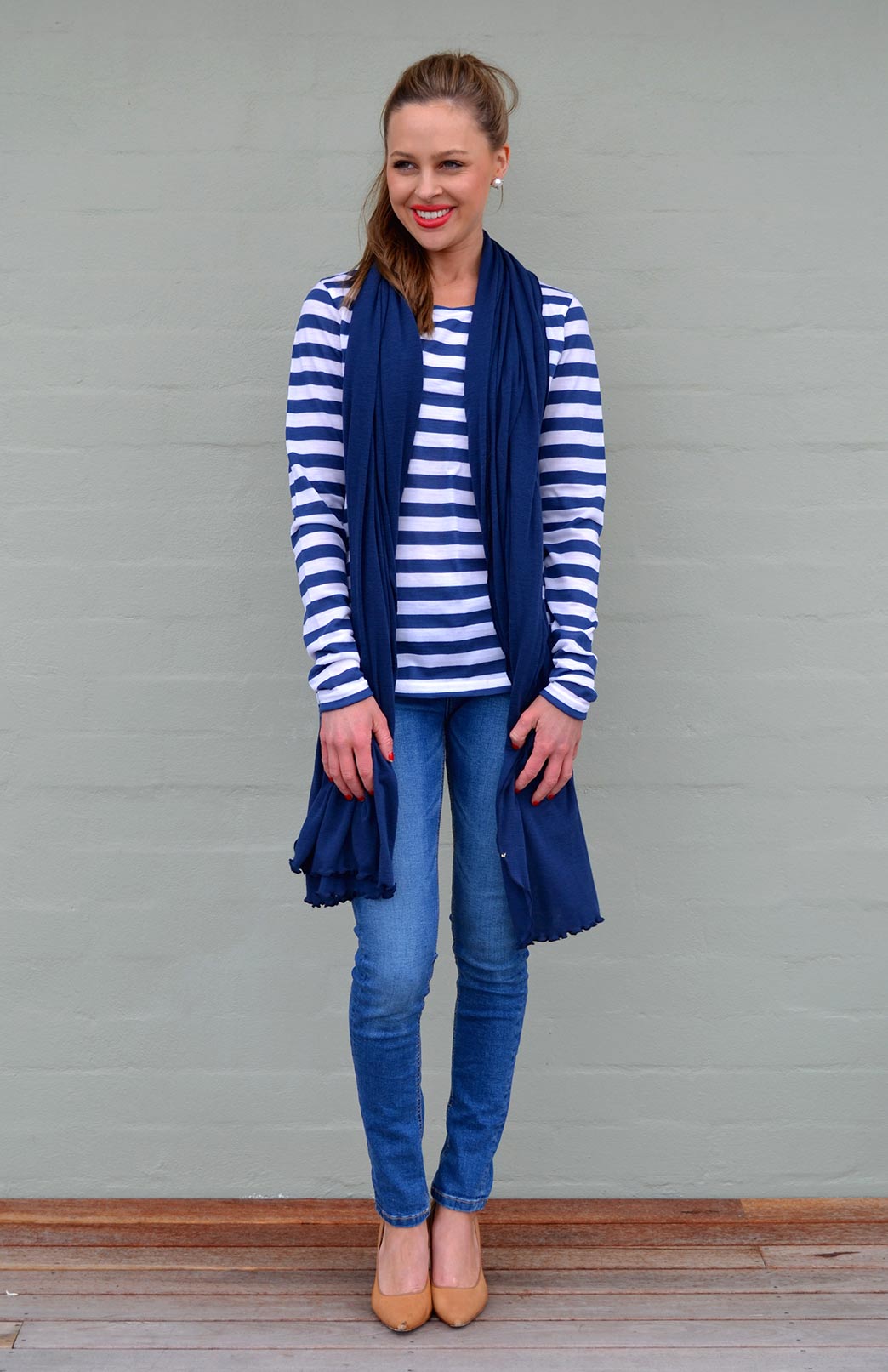 Indigo Blue Women's Merino Wool Plain Scarf