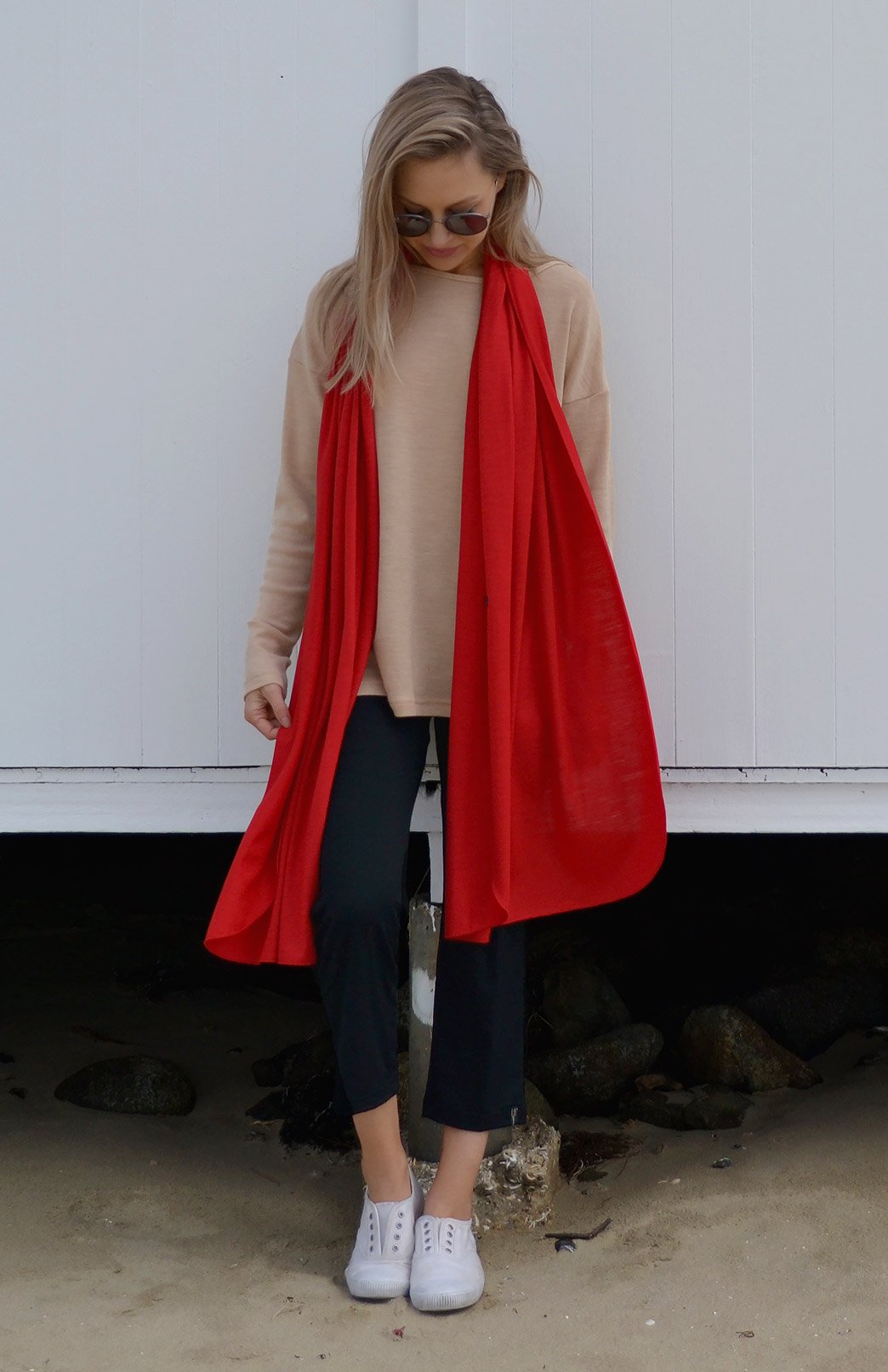 Infra Red Women's Merino Wool Plain Scarf